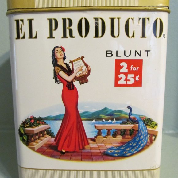 Vtg El Producto Blunt Cigar Tin 2 for 25 Cents Cigar Tobacco Tin w Lid - Empty - Picture 2 of 16